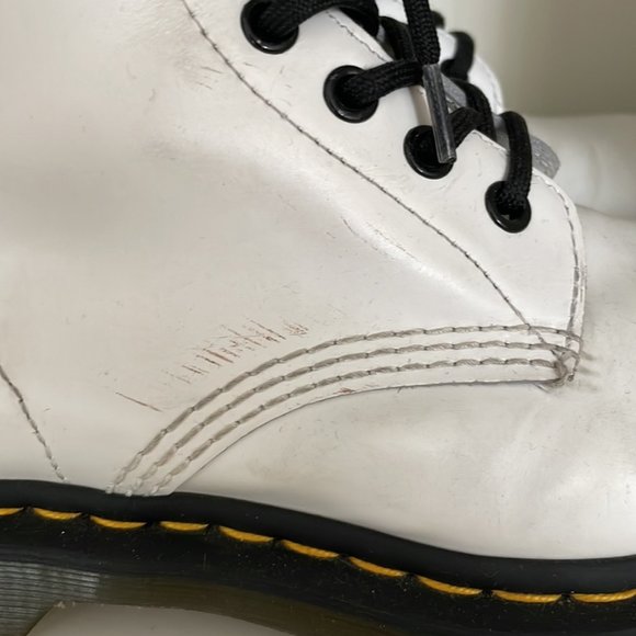 Dr. Martens 1460 Leather Lace Up Combat Boots in White - Picture 8 of 10